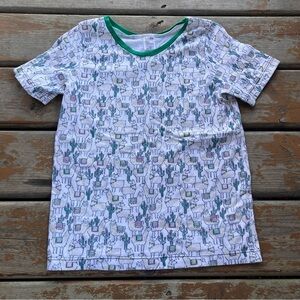 Handmade in Canada Small Shop Snuggabumz Short Sleeve Llama Print Top - Size 8